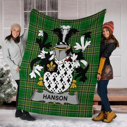 Scottish Hanson or O'Hanson Coat of Arms Family Crest Ireland Blanket Irish National Tartan Irish County Blanket