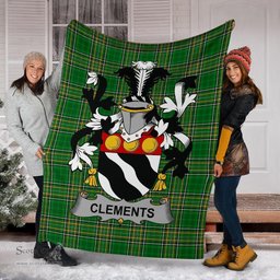 Scottish Clements Coat of Arms Family Crest Ireland Blanket Irish National Tartan Irish County Blanket