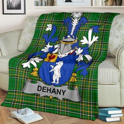 Scottish Dehany Coat of Arms Family Crest Ireland Blanket Irish National Tartan Irish County Blanket