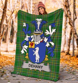 Scottish Dehany Coat of Arms Family Crest Ireland Blanket Irish National Tartan Irish County Blanket