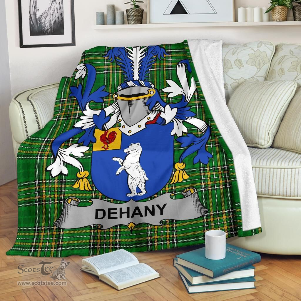 Scottish Dehany Coat of Arms Family Crest Ireland Blanket Irish National Tartan Irish County Blanket