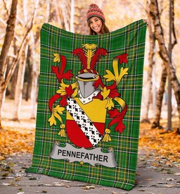 Scottish Pennefather Coat of Arms Family Crest Ireland Blanket Irish National Tartan Irish County Blanket
