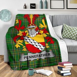 Scottish Pennefather Coat of Arms Family Crest Ireland Blanket Irish National Tartan Irish County Blanket