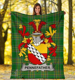 Scottish Pennefather Coat of Arms Family Crest Ireland Blanket Irish National Tartan Irish County Blanket
