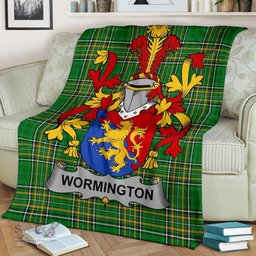 Scottish Wormington Coat of Arms Family Crest Ireland Blanket Irish National Tartan Irish County Blanket