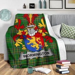 Scottish Wormington Coat of Arms Family Crest Ireland Blanket Irish National Tartan Irish County Blanket