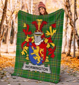 Scottish Wormington Coat of Arms Family Crest Ireland Blanket Irish National Tartan Irish County Blanket