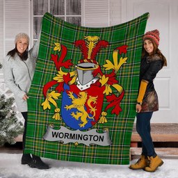 Scottish Wormington Coat of Arms Family Crest Ireland Blanket Irish National Tartan Irish County Blanket