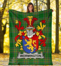 Scottish Wormington Coat of Arms Family Crest Ireland Blanket Irish National Tartan Irish County Blanket