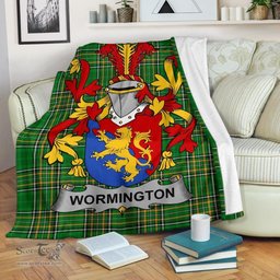Scottish Wormington Coat of Arms Family Crest Ireland Blanket Irish National Tartan Irish County Blanket