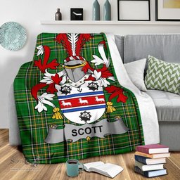 Scottish Scott Coat of Arms Family Crest Ireland Blanket Irish National Tartan Irish County Blanket