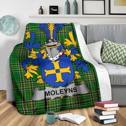 Scottish Moleyns Coat of Arms Family Crest Ireland Blanket Irish National Tartan Irish County Blanket