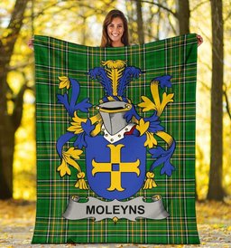 Scottish Moleyns Coat of Arms Family Crest Ireland Blanket Irish National Tartan Irish County Blanket