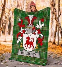 Scottish Wolseley Coat of Arms Family Crest Ireland Blanket Irish National Tartan Irish County Blanket