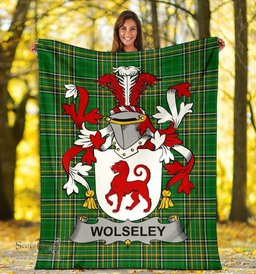 Scottish Wolseley Coat of Arms Family Crest Ireland Blanket Irish National Tartan Irish County Blanket