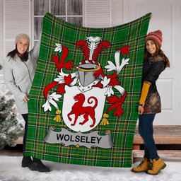 Scottish Wolseley Coat of Arms Family Crest Ireland Blanket Irish National Tartan Irish County Blanket