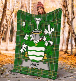 Scottish Haly Coat of Arms Family Crest Ireland Blanket Irish National Tartan Irish County Blanket