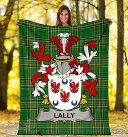 Scottish Lally or O'Mullally Coat of Arms Family Crest Ireland Blanket Irish National Tartan Irish County Blanket