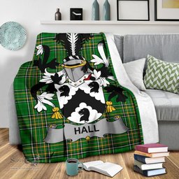 Scottish Hall or MacHall Coat of Arms Family Crest Ireland Blanket Irish National Tartan Irish County Blanket