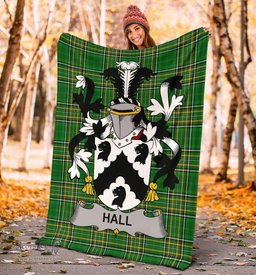 Scottish Hall or MacHall Coat of Arms Family Crest Ireland Blanket Irish National Tartan Irish County Blanket