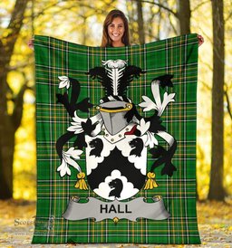 Scottish Hall or MacHall Coat of Arms Family Crest Ireland Blanket Irish National Tartan Irish County Blanket
