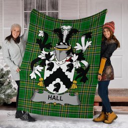 Scottish Hall or MacHall Coat of Arms Family Crest Ireland Blanket Irish National Tartan Irish County Blanket
