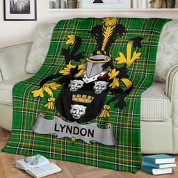 Scottish Lyndon or Gindon Coat of Arms Family Crest Ireland Blanket Irish National Tartan Irish County Blanket