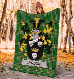 Scottish Lyndon or Gindon Coat of Arms Family Crest Ireland Blanket Irish National Tartan Irish County Blanket