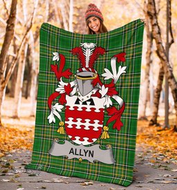 Scottish Allyn Coat of Arms Family Crest Ireland Blanket Irish National Tartan Irish County Blanket