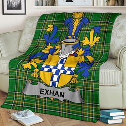 Scottish Exham Coat of Arms Family Crest Ireland Blanket Irish National Tartan Irish County Blanket