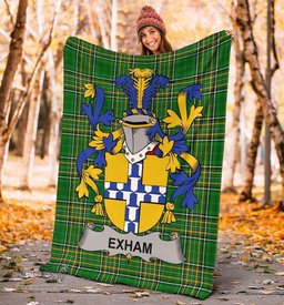 Scottish Exham Coat of Arms Family Crest Ireland Blanket Irish National Tartan Irish County Blanket