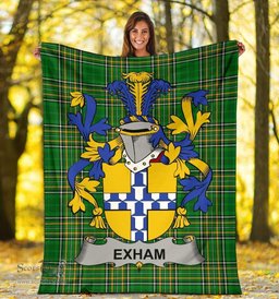 Scottish Exham Coat of Arms Family Crest Ireland Blanket Irish National Tartan Irish County Blanket