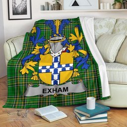 Scottish Exham Coat of Arms Family Crest Ireland Blanket Irish National Tartan Irish County Blanket