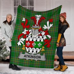 Scottish Atkinson Coat of Arms Family Crest Ireland Blanket Irish National Tartan Irish County Blanket