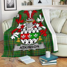 Scottish Atkinson Coat of Arms Family Crest Ireland Blanket Irish National Tartan Irish County Blanket