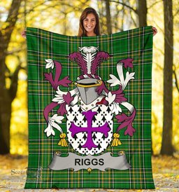 Scottish Riggs Coat of Arms Family Crest Ireland Blanket Irish National Tartan Irish County Blanket