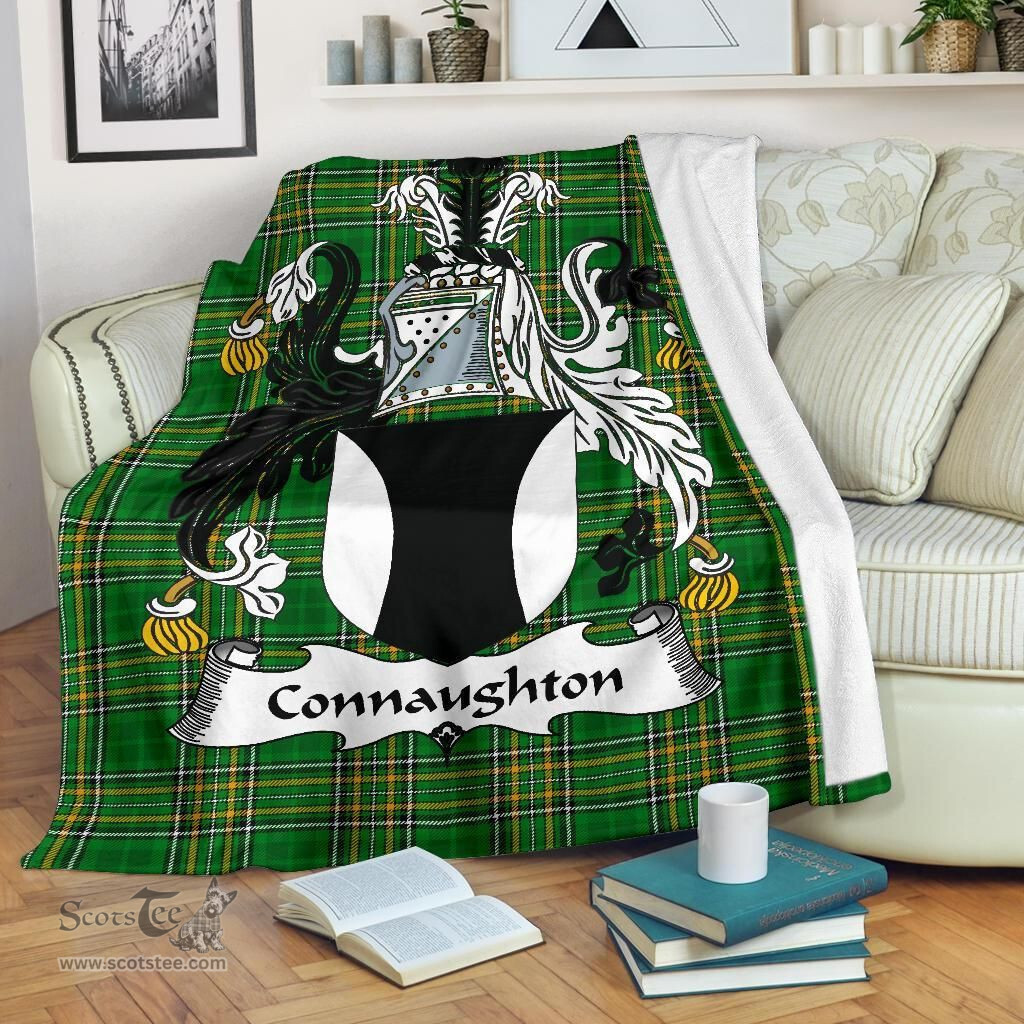 Scottish Connaughton Coat of Arms Family Crest Ireland Blanket Irish National Tartan Irish County Blanket