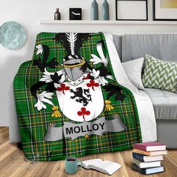 Scottish Molloy or O'Mulloy Coat of Arms Family Crest Ireland Blanket Irish National Tartan Irish County Blanket