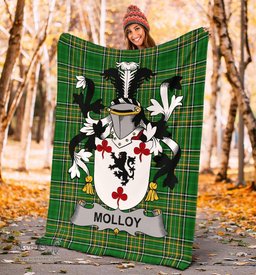 Scottish Molloy or O'Mulloy Coat of Arms Family Crest Ireland Blanket Irish National Tartan Irish County Blanket