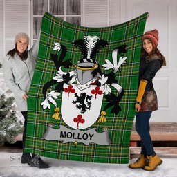 Scottish Molloy or O'Mulloy Coat of Arms Family Crest Ireland Blanket Irish National Tartan Irish County Blanket