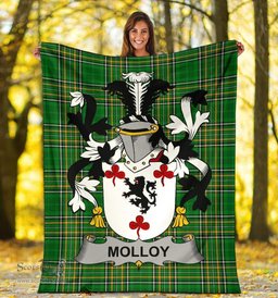 Scottish Molloy or O'Mulloy Coat of Arms Family Crest Ireland Blanket Irish National Tartan Irish County Blanket