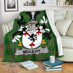 Scottish Molloy or O'Mulloy Coat of Arms Family Crest Ireland Blanket Irish National Tartan Irish County Blanket