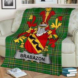 Scottish Brabazon Coat of Arms Family Crest Ireland Blanket Irish National Tartan Irish County Blanket