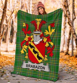 Scottish Brabazon Coat of Arms Family Crest Ireland Blanket Irish National Tartan Irish County Blanket