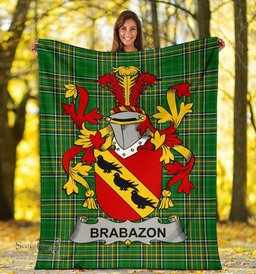Scottish Brabazon Coat of Arms Family Crest Ireland Blanket Irish National Tartan Irish County Blanket