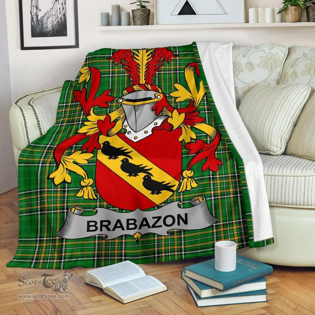 Scottish Brabazon Coat of Arms Family Crest Ireland Blanket Irish National Tartan Irish County Blanket