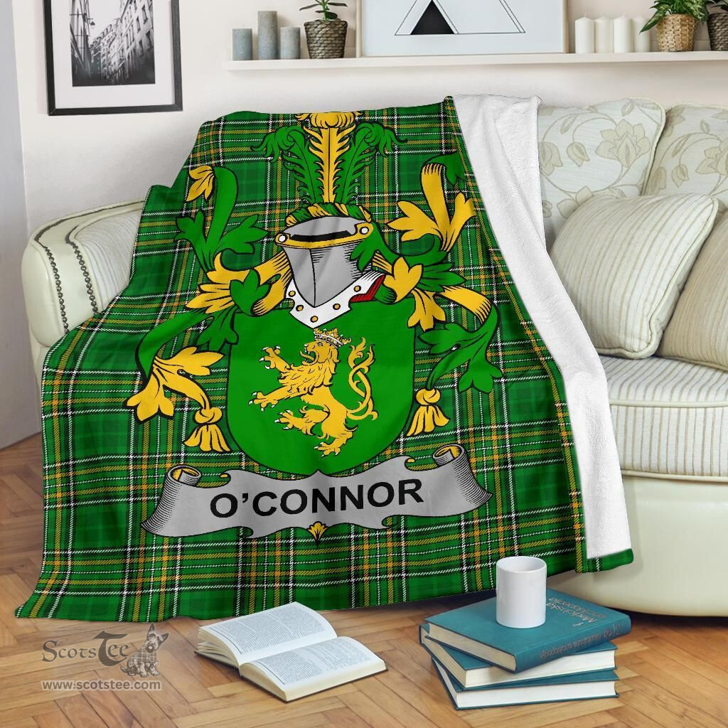 Scottish Connor or O'Connor (Kerry) Coat of Arms Family Crest Ireland Blanket Irish National Tartan Irish County Blanket