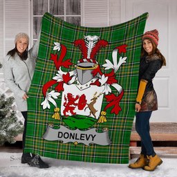 Scottish Donlevy or O'Donlevy Coat of Arms Family Crest Ireland Blanket Irish National Tartan Irish County Blanket