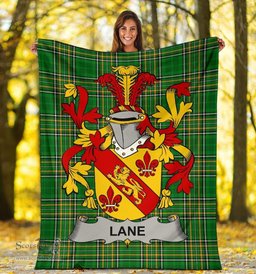 Scottish Lane Coat of Arms Family Crest Ireland Blanket Irish National Tartan Irish County Blanket