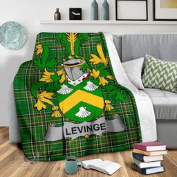 Scottish Levinge or Levens Coat of Arms Family Crest Ireland Blanket Irish National Tartan Irish County Blanket